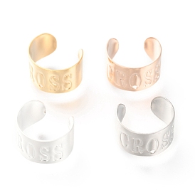 304 Stainless Steel Ear Cuff Findings, with Hole and Word Cross