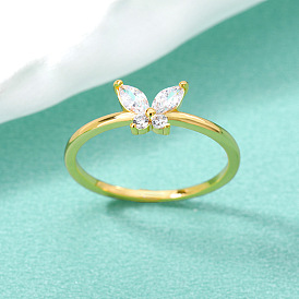 Кольцо бабочки с цирконием, позолоченные женские подарочные украшения