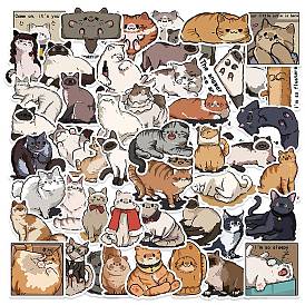 50Pcs Cartoon Cat Paper Self-Adhesive Picture Stickers, for Water Bottles, Laptop, Luggage, Cup, Computer, Mobile Phone, Skateboard, Guitar Stickers Decor