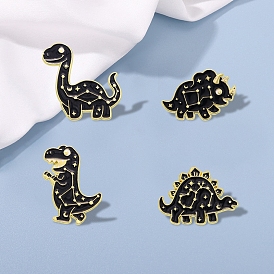 Dinosaur Enamel Pins, Golden Alloy Brooches for Backpack Clothes