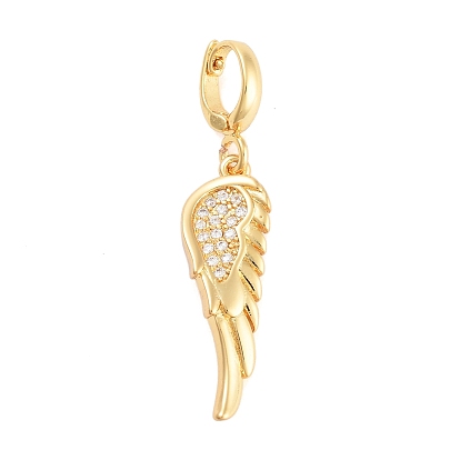 Brass with Cubic Zirconia Pendants, Wing Charms