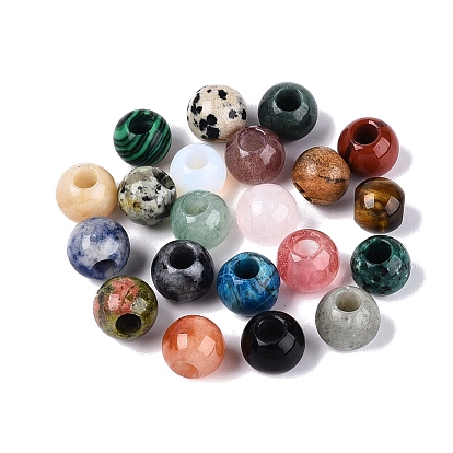 Природных драгоценных камней Европейский бисером, гладкий круглый, бусины с большим отверстием