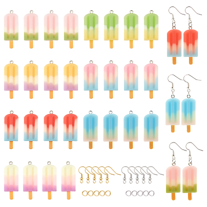 DIY Resin Dangle Earring Making Kits, Including 42Pcs Ice Candy Resin Pendants, Brass Earring Hooks & Jump Rings