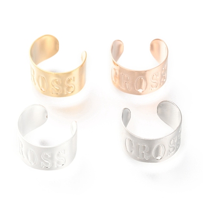 304 Stainless Steel Ear Cuff Findings, with Hole and Word Cross
