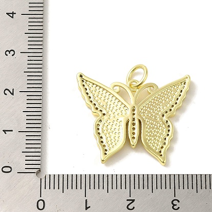 Butterfly Brass Enamel Micro Pave Cubic Zirconia Pendants, Real 18K Gold Plated, with Jump Ring