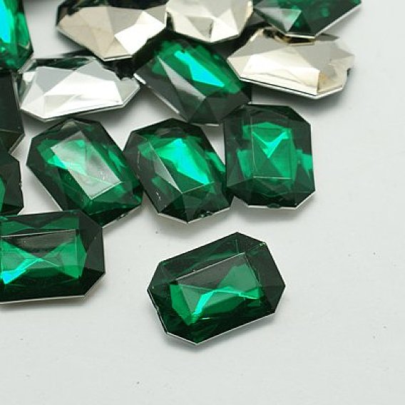 Imitation Taiwan Acrylic Rhinestone Pointed Back Cabochons & Faceted, Rectangle Octagon