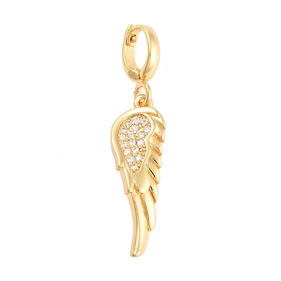 Brass with Cubic Zirconia Pendants, Wing Charms