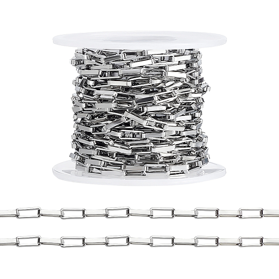304 Stainless Steel Paperclip Chains, Unwelded, with Spool