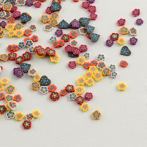 Handmade Polymer Clay Nail Art Decoration Accessories, Flower, 2~4x1mm