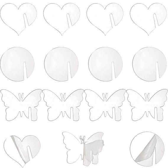 60шт 3 стили акриловые подвески для бокалов, бокал маркер, бабочка и плоский круг и сердце