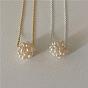 Natural Freshwater Pearl Flower Cluster Pendant Necklaces, with 925 Sterling Silver Cable Chain Necklaces for Women, White