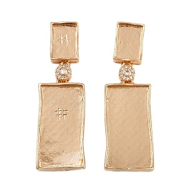 Серьги-гвоздики из латуни с прозрачным фианитом и прозрачным фианитом, долговечный, стойки покрытие, прямоугольные