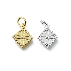 Латунные подвески, ромб с цветочными подвесками, долговечный, без свинца и без кадмия, стойки покрытие, с целью перехода в кольце