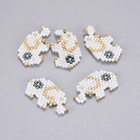 Handgemachte japanische Rocailles, mit japan import thread, Webmuster, Elefant