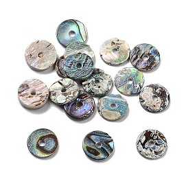 Natural Paua Shell Pendants, Round Charms