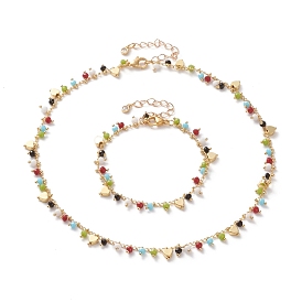 Rondelle cristal encanto collares y pulseras conjuntos de joyas, con dijes de latón y 304 cierres de pinza de langosta de acero inoxidable, larga duración plateado