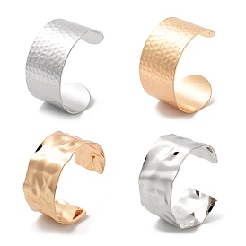 304 Текстурированные широко открытые браслеты-манжеты из нержавеющей стали для женщин