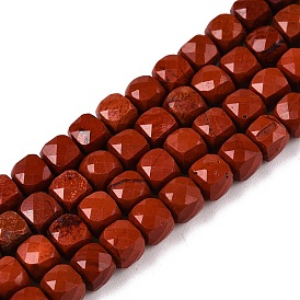 Natural Red Jasper Beads Strands, Grade AA, Faceted, Cube