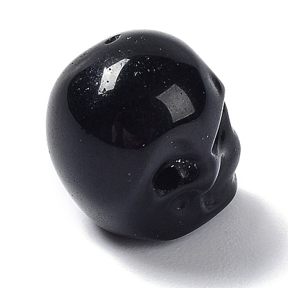 Natural Obsidian Beads, Halloween Skull