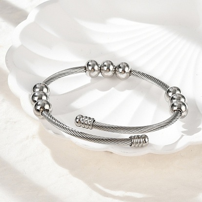 304 женские браслеты-манжеты из нержавеющей стали, с шариковыми бисера