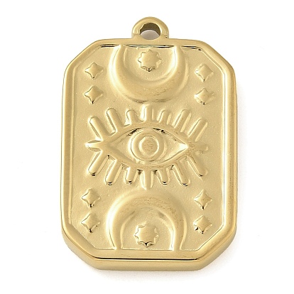 Ионное покрытие (ip) 304 подвески из нержавеющей стали, таро, прямоугольник с подвеской в виде луны и глаз