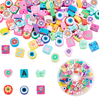 90~120Pcs 6 Style Handmade Polymer Clay Beads, Mixed Shapes