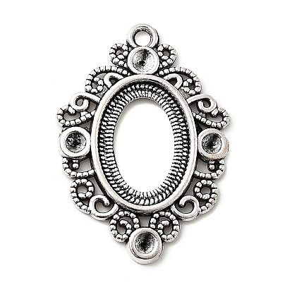 Тибетский стиль сплава кулон горный хрусталь и кабошон с открытой спиной настройки, без кадмия и без свинца, овальные, лоток : 18x13 мм, 35x25x2 мм, Отверстие : 2 мм, около 315 шт / 1000 г , подходят для стразов 3 мм 