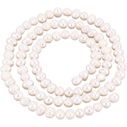 1 нити натурального культивированного пресноводного жемчуга класса А, полированный, картофель, натуральный цвет