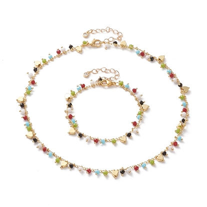 Rondelle cristal encanto collares y pulseras conjuntos de joyas, con dijes de latón y 304 cierres de pinza de langosta de acero inoxidable, larga duración plateado