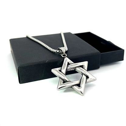Винтажные ожерелья из нержавеющей стали со звездой Давида для мужчин