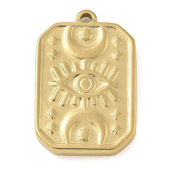 Ионное покрытие (ip) 304 подвески из нержавеющей стали, таро, прямоугольник с подвеской в виде луны и глаз