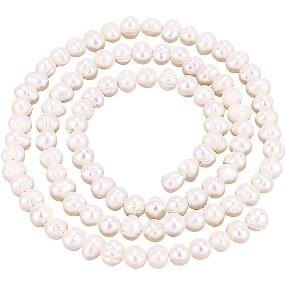 1 нити натурального культивированного пресноводного жемчуга класса А, полированный, картофель, натуральный цвет