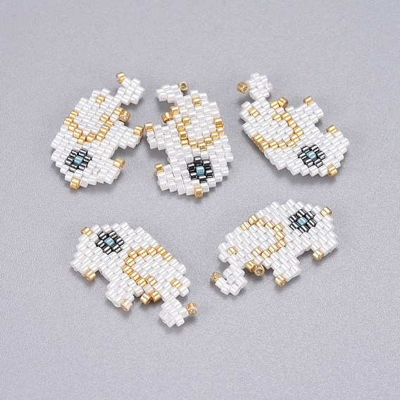 Handmade Japanese Seed Beads, with Japan Import Thread, Loom Pattern, Elephant