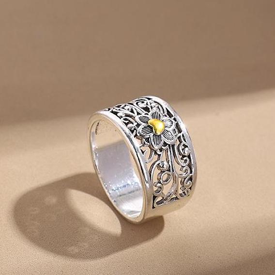 Кольца из сплава с резьбой в стиле ретро, кольцо и цветок