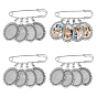 4Pcs Iron Brooches, with Alloy Pendant