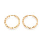 304 Stainless Steel Hoop Earrings, Textured Ring