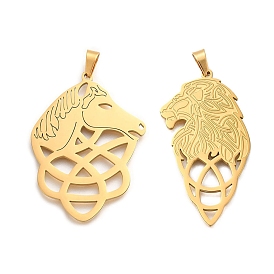 304 Stainless Steel Pendants, Laser Cut, Trinity Knot Charm, Real 18K Gold Plated