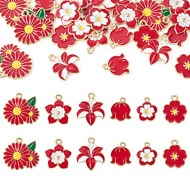 30шт. 6 стили подвесок из сплава и эмали, , золотой свет