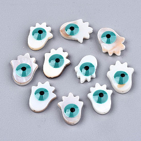 Естественных пресноводных стеклянные бусы, с эмалью, hamsa рука / рука fatima / рука miriam со сглазом