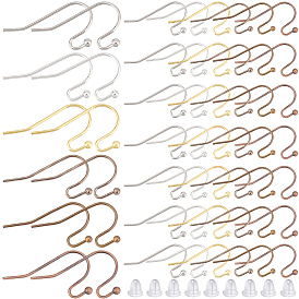 300 шт. 6 цвета латунные крючки для сережек, проволока для уха с круглым шариком, с 300 пластиковыми ушными гайками