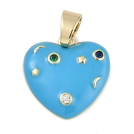 Латунные микро проложить кубического циркония подвески, с эмалью, сердце, с целью перехода в кольце
