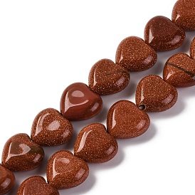 Synthetic Goldstone Beads Strands, Heart