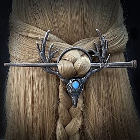 Vintage Moonstone Hair Sticks for Women, Gothic Retro Viking Alloy Hair Sticks