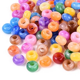 Двухцветные акриловые европейские бусины, рондель, большое отверстие шарик