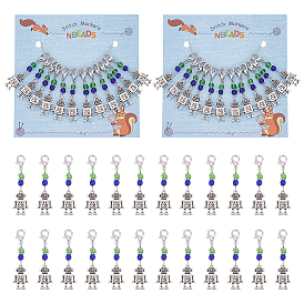 Подвесные маркеры петель в виде робота, Шармы из сплава и стеклянного бисера крючком с застежкой-лобстером, маркер с замком и кольцом с подвеской в виде винного бокала