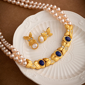 Винтажное двойное жемчужное ожерелье во французском стиле с подвеской в виде листа - элегантная цепочка на ключице с замком для женских свитеров