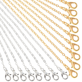Brass Cable Chains Necklace Making, with Lobster Claw Clasps