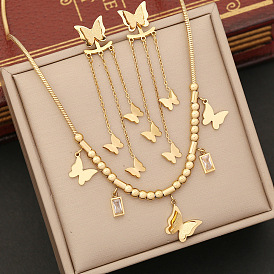 Fashion Butterfly Necklace Stainless Steel Collarbone Chain Trendy Jewelry N1115