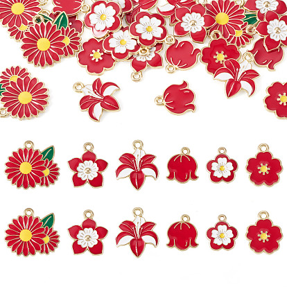 30шт. 6 стили подвесок из сплава и эмали, , золотой свет