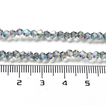 Electroplate Glass Beads Strands, Full Plated, Faceted, Bicone